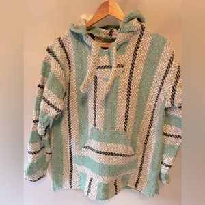 Earth Ragz Mint/Grey/White  Pull Over Poncho Hoodie Size small